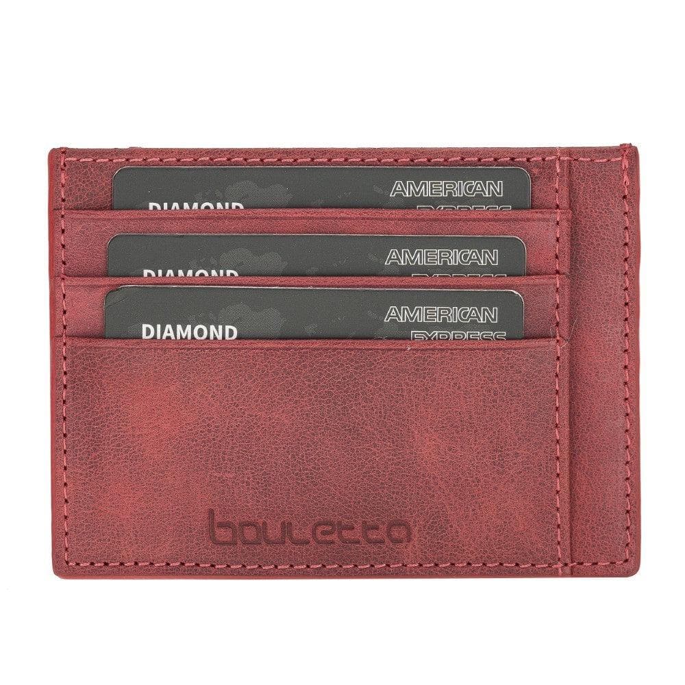 Bouletta Handmade and Personalized Minimaalist Geniuine Leather Card Holder - BLWL18 Tiguan Red