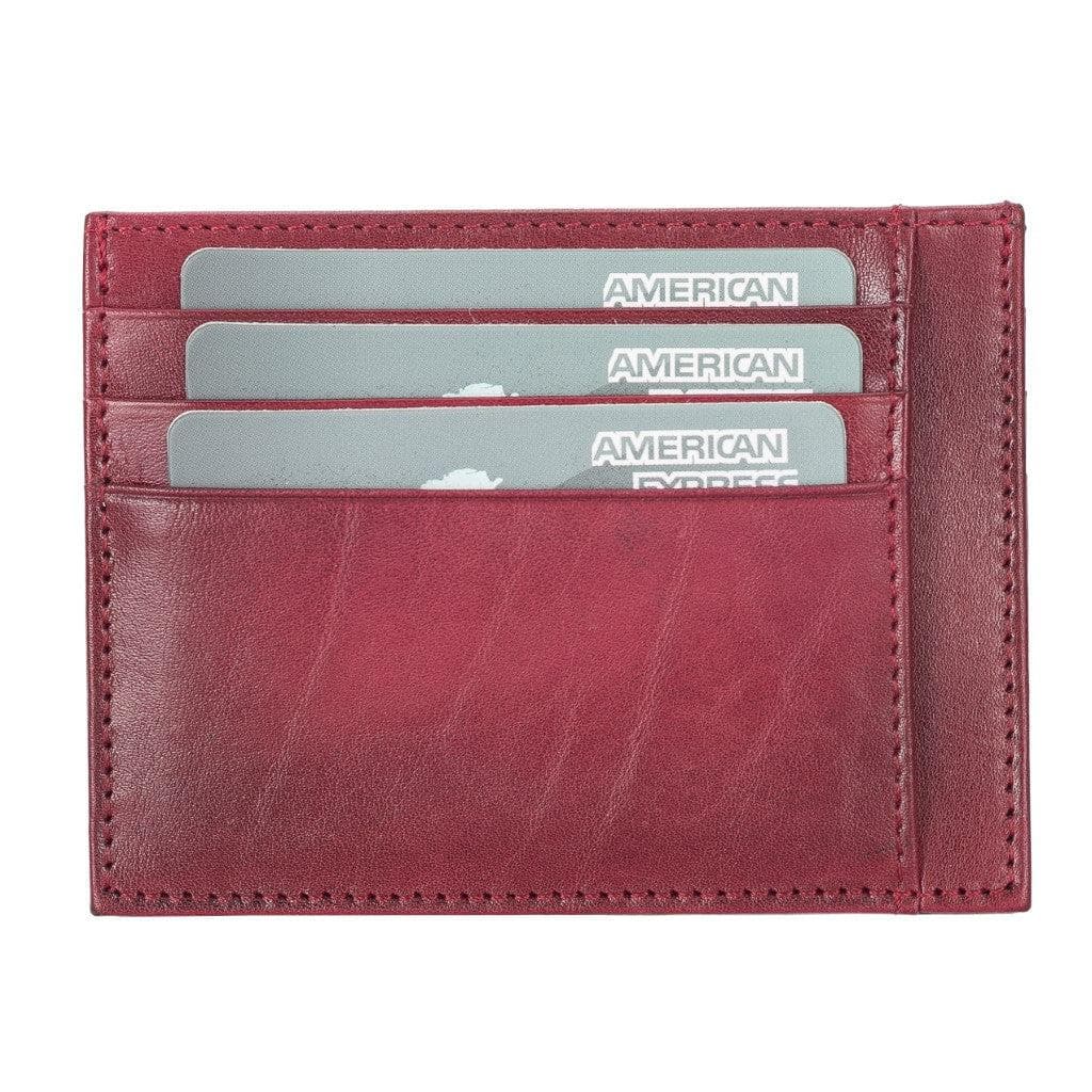 Bouletta Handmade and Personalized Minimaalist Geniuine Leather Card Holder - BLWL18 Vegetal Red