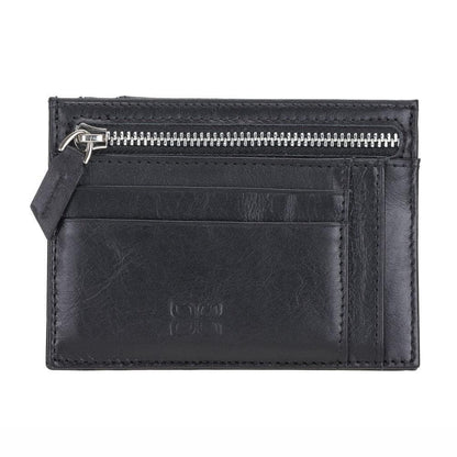 Bouletta Zip Leather Card Holder Rustic Black